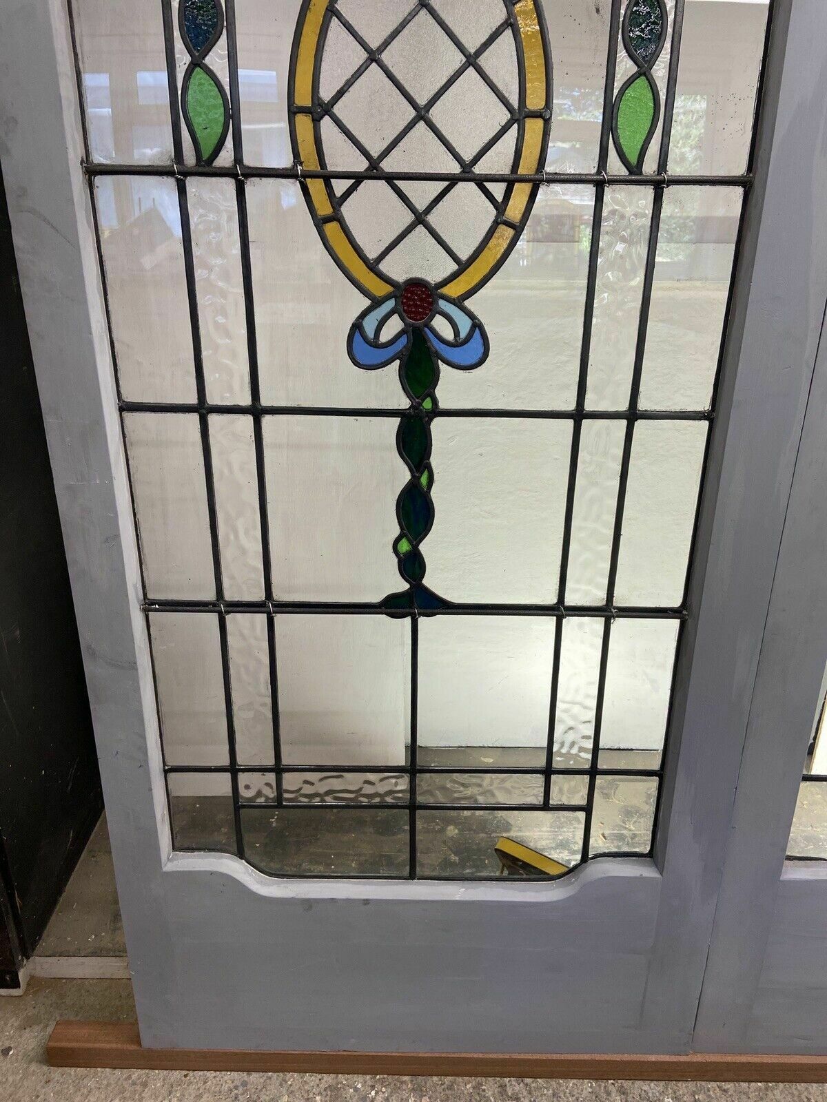 Victorian Edwardian Stained Glass French Doors Antique Period Reclaimed Old Wood photo buy