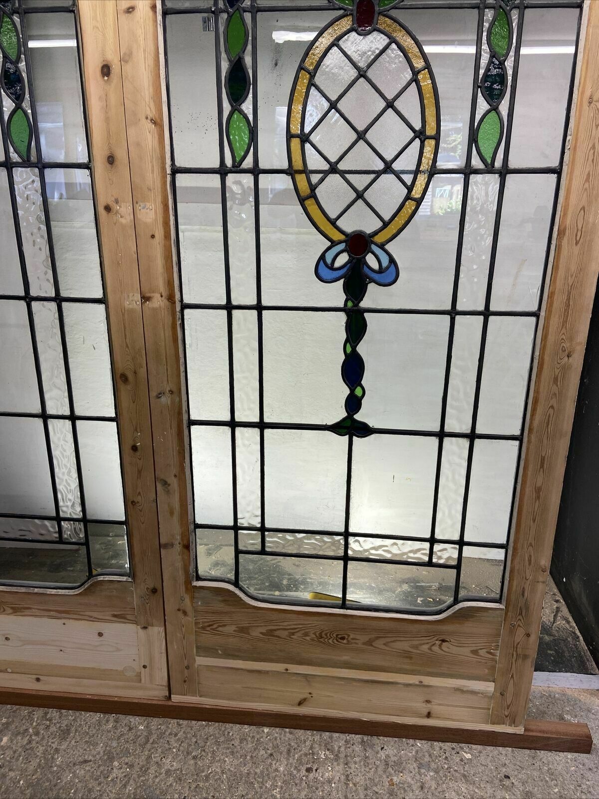 4071.0 Victorian Edwardian Stained Glass French Doors Antique Period Reclaimed Old Wood photo