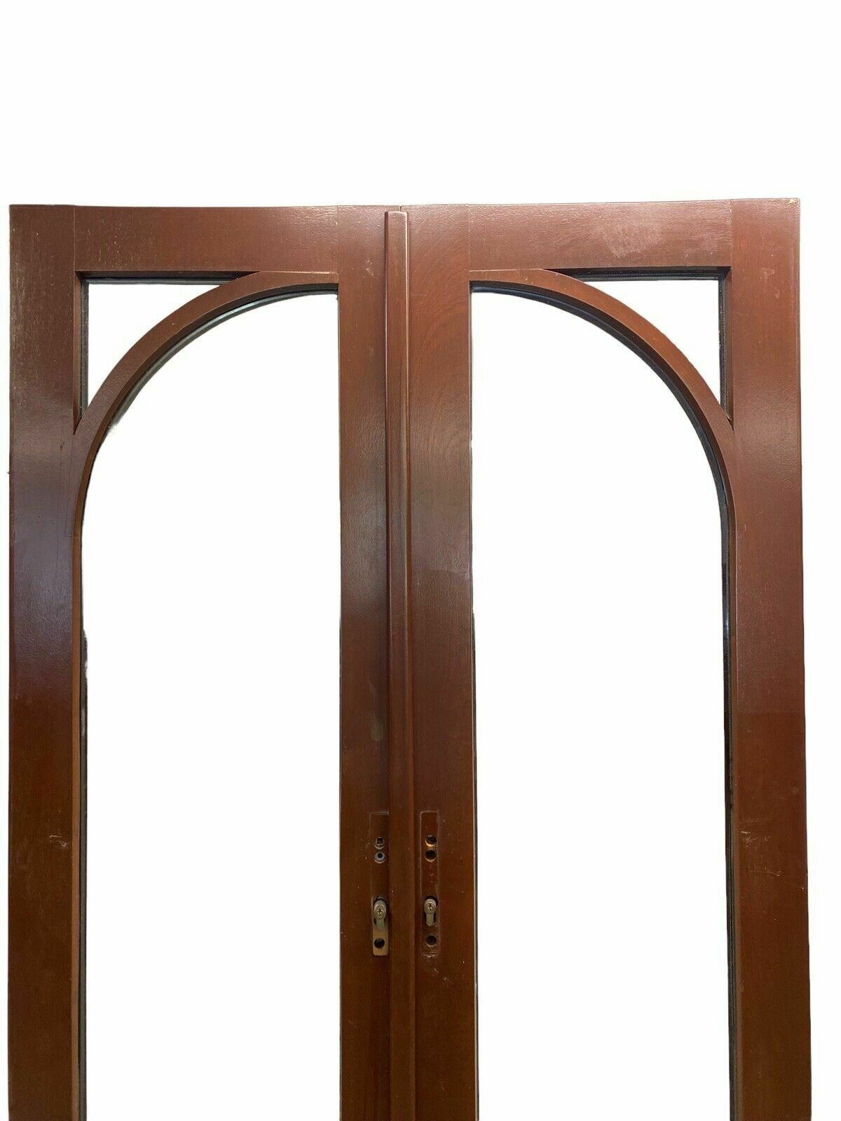 Solid French Mahogany Double Glazed Door Set Period Reclaimed Arched Key Handles photo 1947.0