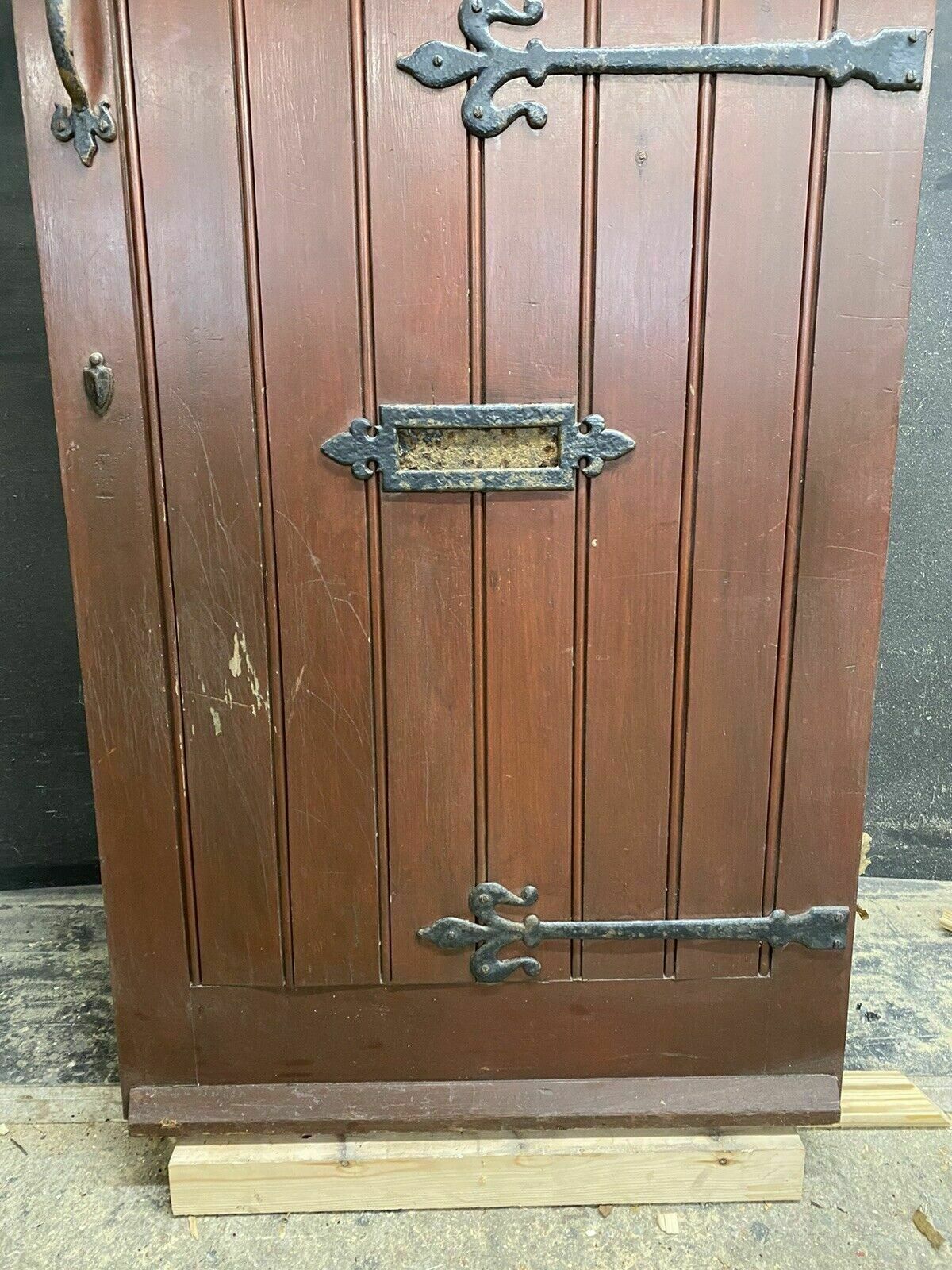 Cottage Stained Glass Front Door Antique Period Reclaimed Old Pine Wood Iron photo 1057.0