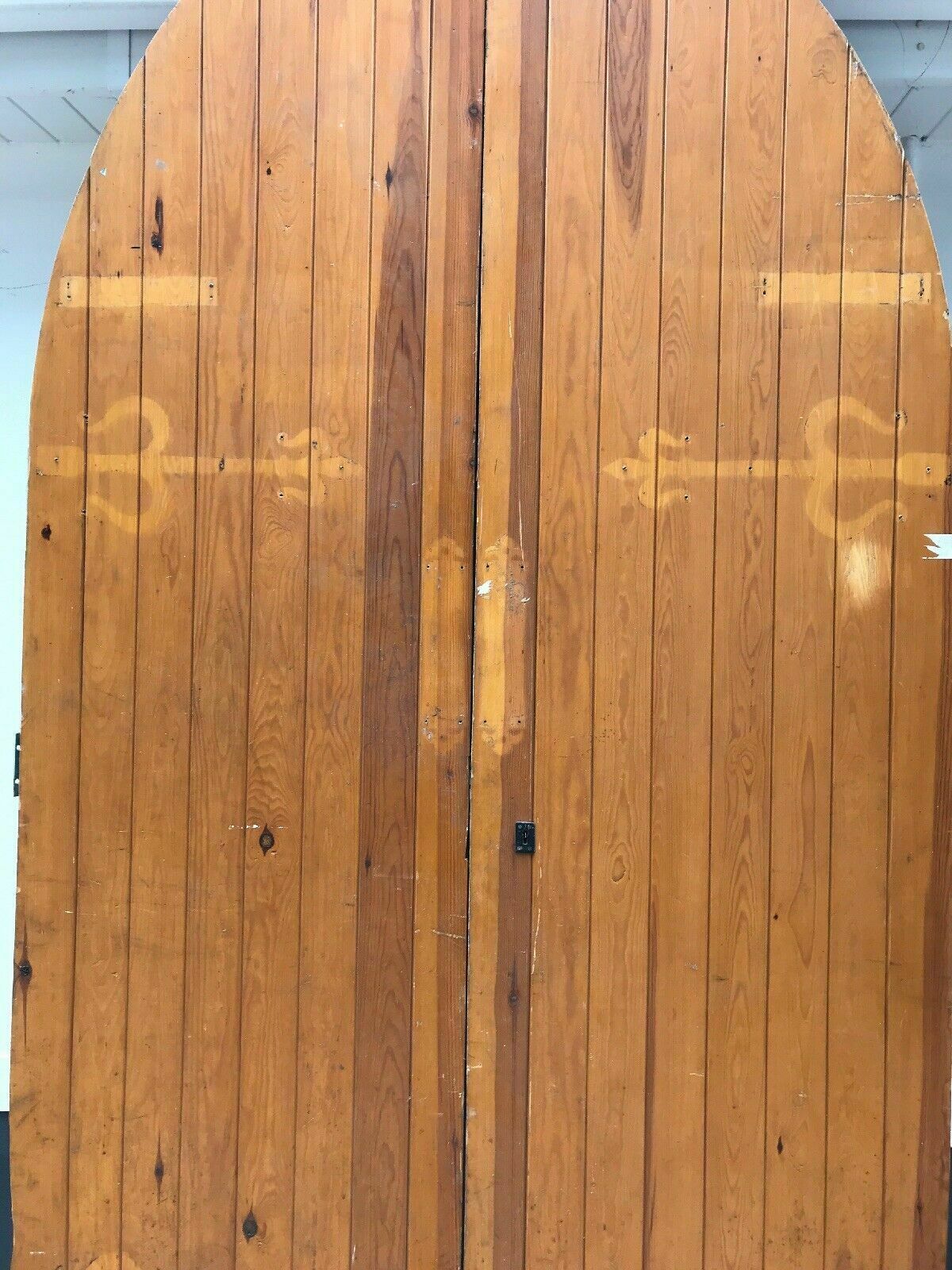 Large Tudor Church Door Set Antique Period Reclaimed Old Arched Nordic Pine Wood photo for sale