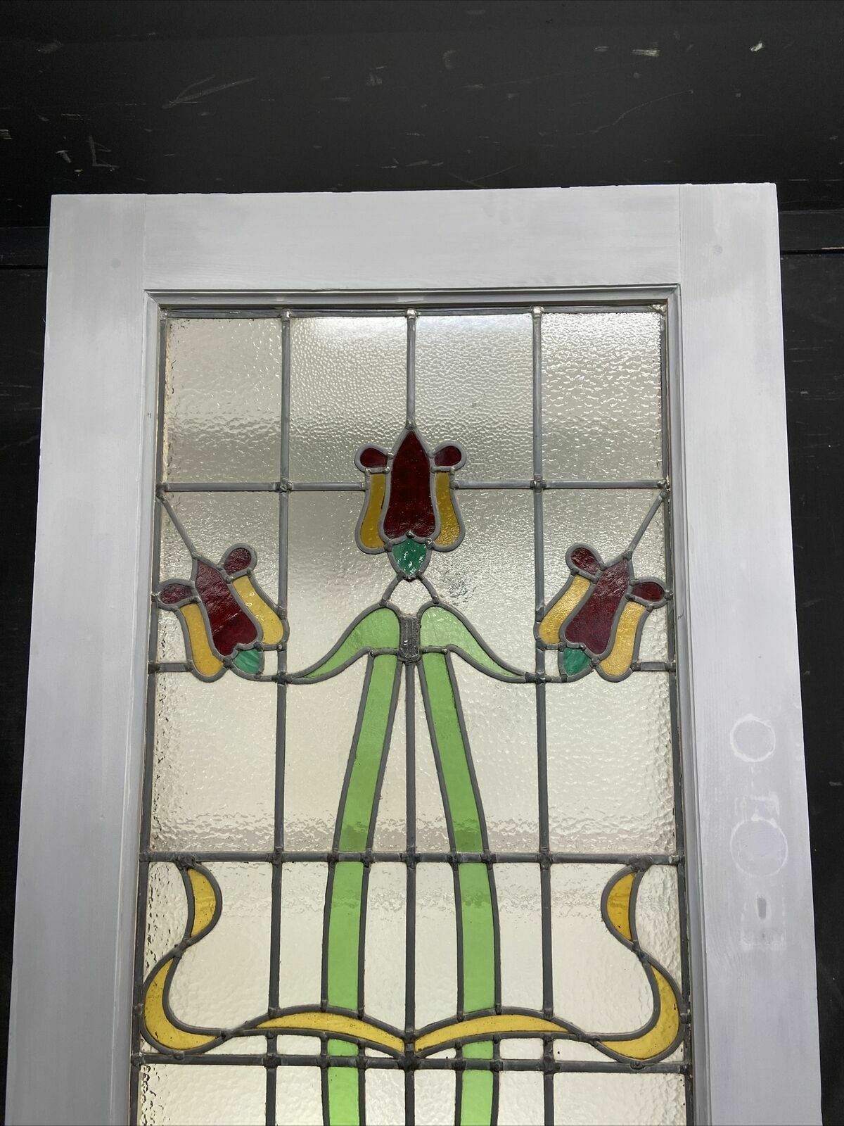 Victorian Front Door Period Stained Glass Old Reclaimed Antique Wood Lead photo furniture