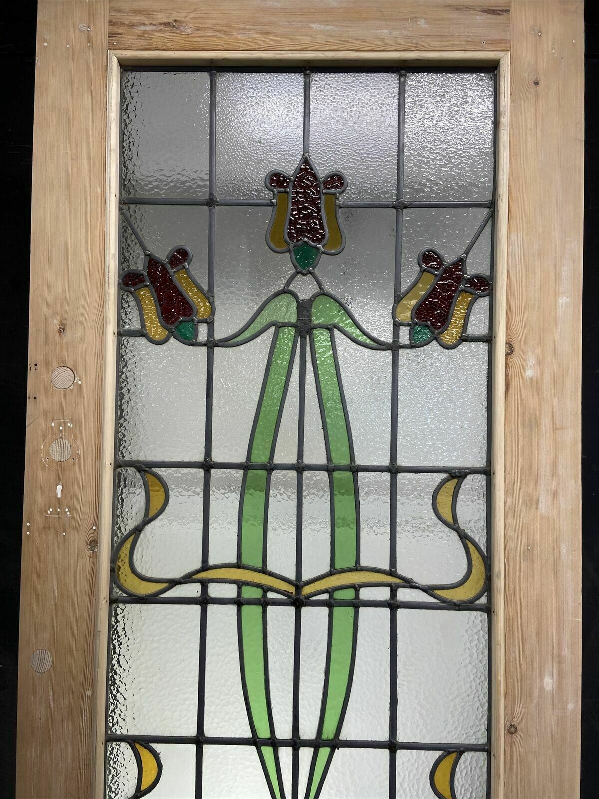 Victorian Front Door Period Stained Glass Old Reclaimed Antique Wood Lead photo buy