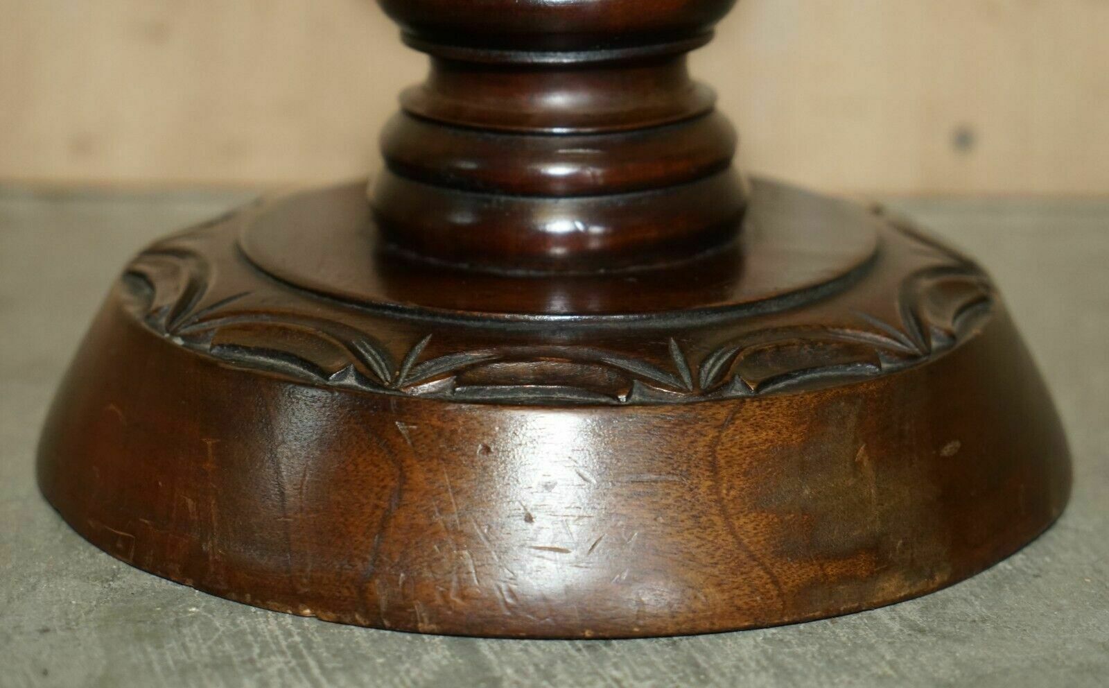 Antique Hand Carved Corinthian Pillar Jardiniere Stand For Antique Display photo vinterior