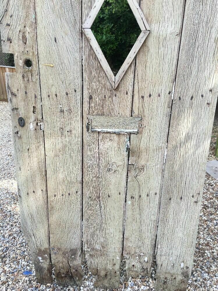 Solid Oak Front Door Period Wood Reclaimed Rustic Antique 1600s Old Wood Iron photo for sale