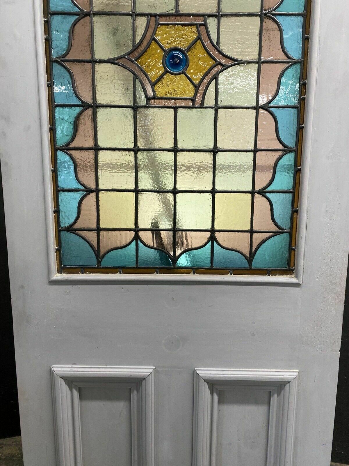 Victorian Stained Glass Front Door Old Reclaimed Antique Glass Period Lead Wood photo Home Fixtures