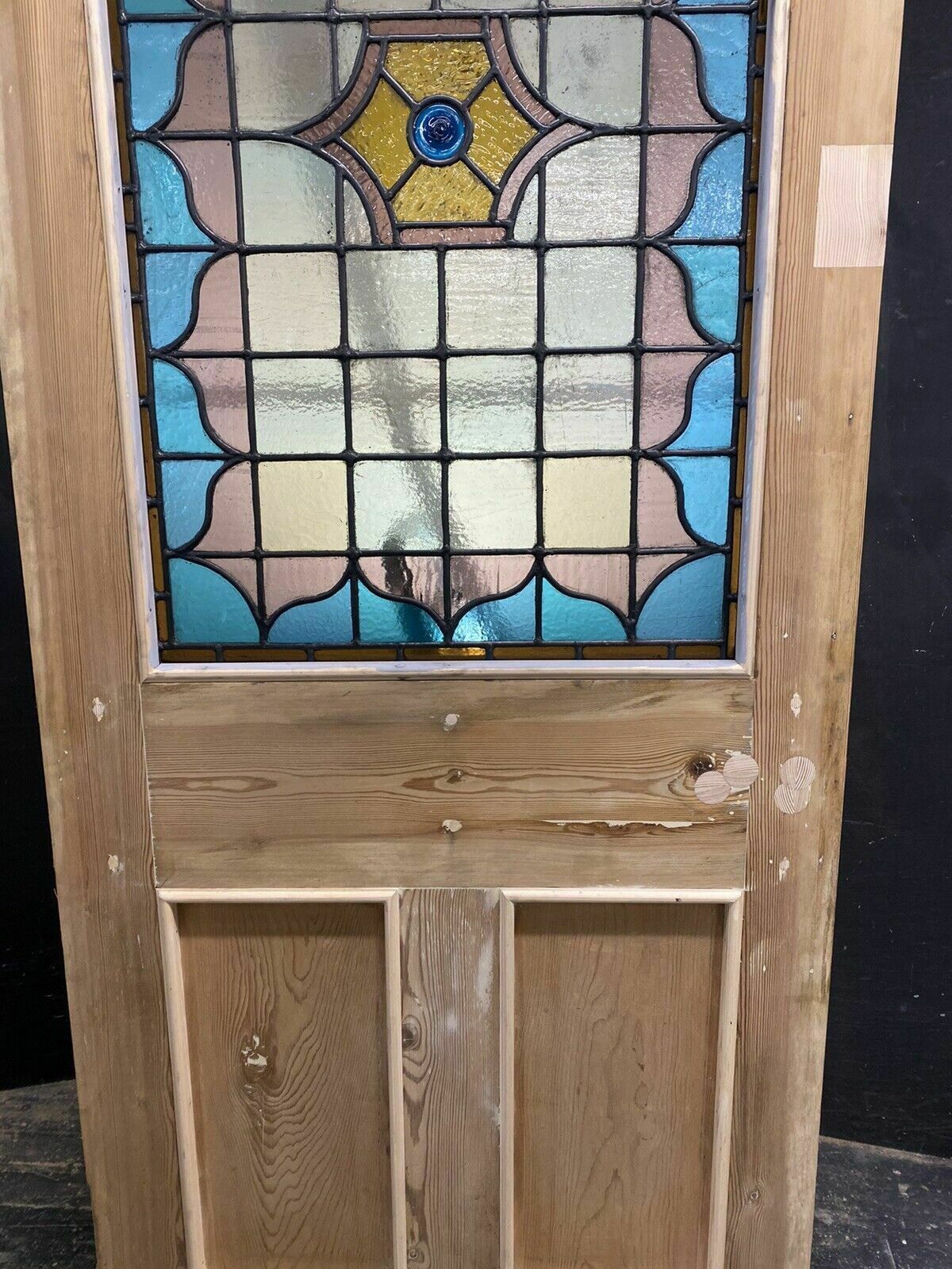 photo for sale Victorian Stained Glass Front Door Old Reclaimed Antique Glass Period Lead Wood