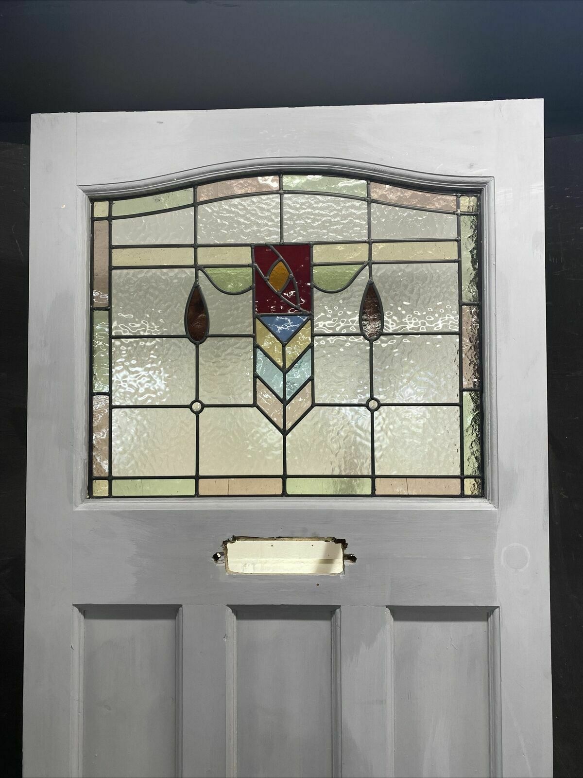 Large Edwardian Front Door Period Stained Glass Old Reclaimed Antique Lead Wood photo furniture