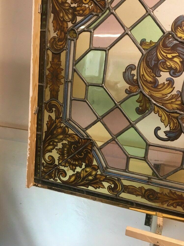 Unique Stained Glass Hand Painted Window Panel Old Period Antique Musketeers photo Home Fixtures