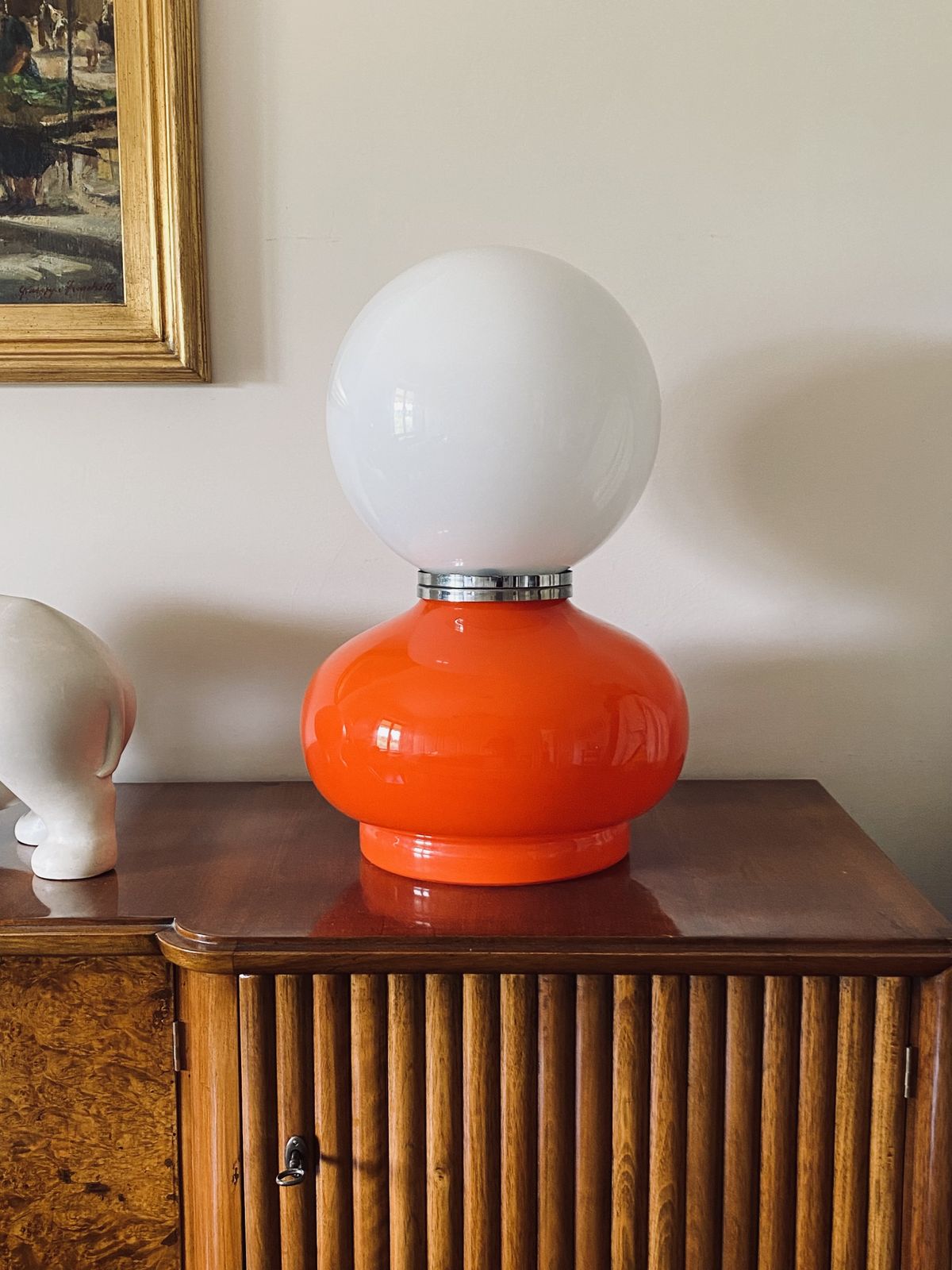 Carlo Nason, Space Age Red Murano Glass Table Lamp, Av Mazzega, 1970s