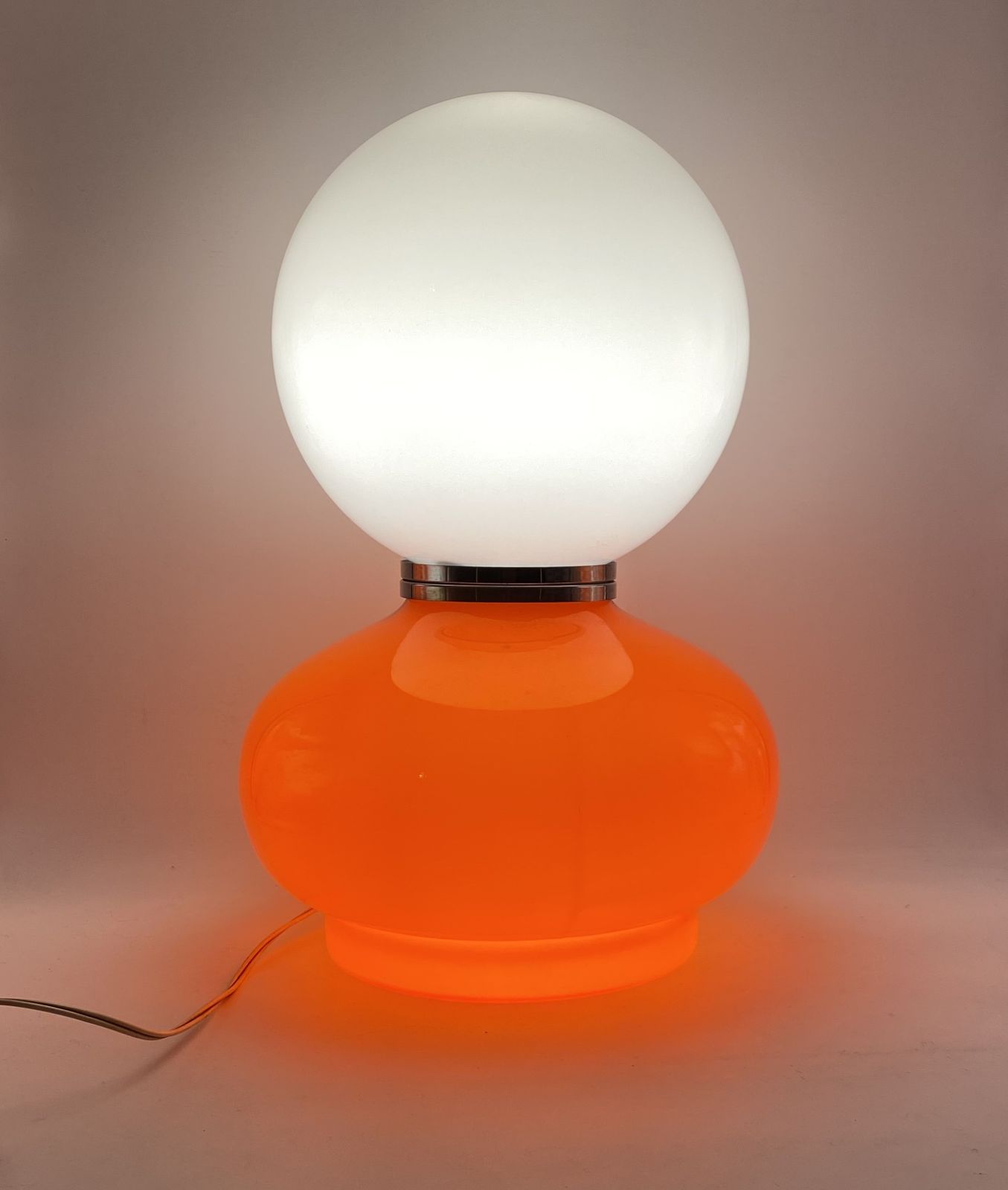 photo vintage Carlo Nason, Space Age Red Murano Glass Table Lamp, Av Mazzega, 1970s