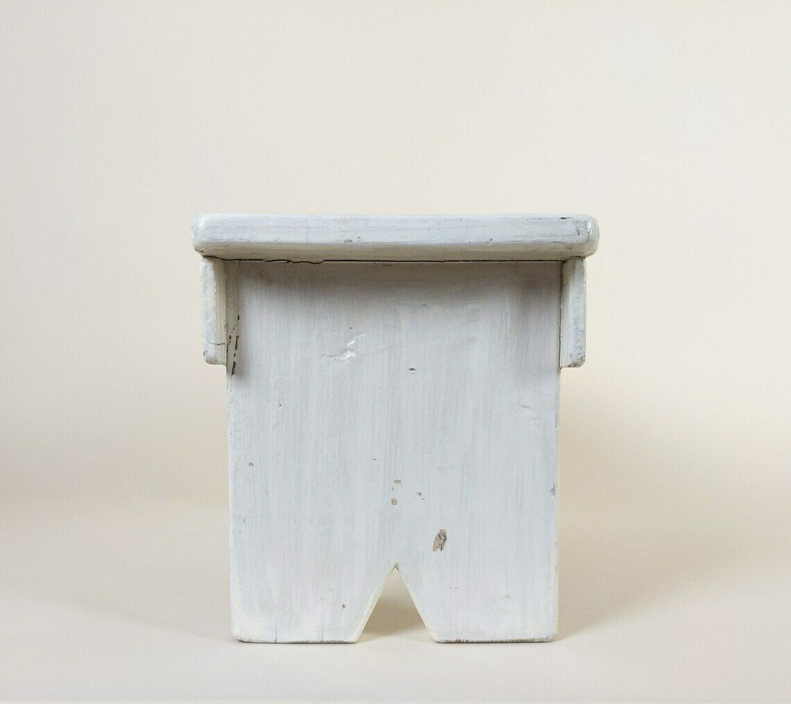 French Vintage Wooden Step Stool White Painted Display Stand Or Plant Stand photo vintage