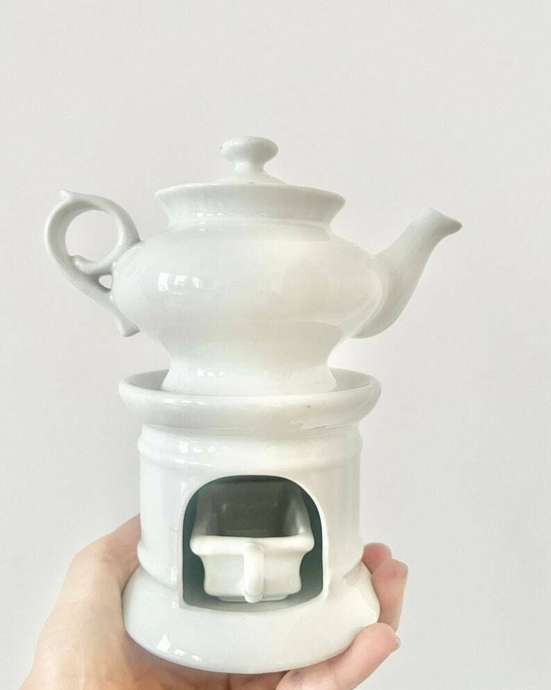 Antique Porcelain Herbal Tea Maker In White Porcelain   French Coffee Maker Teapot Kitchen Rustic France Limoges Porcelain photo furniture