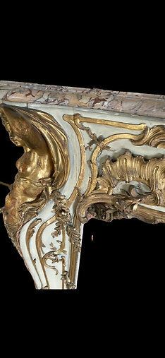 Rare Marble & Gilt Wood Antique Fire Surround Fireplace Reclaimed Royal Prov photo 76700.0