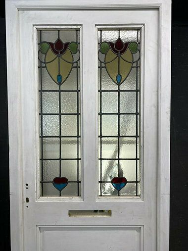 Large Victorian Stained Glass Front Door  Frame Antique Period Reclaimed Old photo for sale