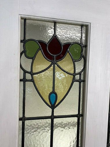 photo for sale Large Victorian Stained Glass Front Door  Frame Antique Period Reclaimed Old
