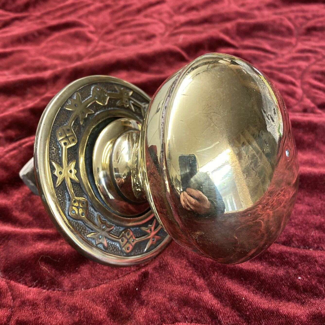 Large Antique Regency Georgian Brass Door Knob Reclaimed Period Metal Old C1830