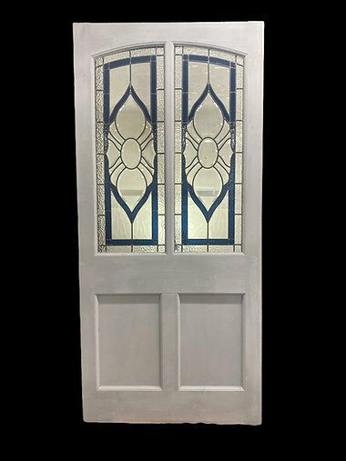 Large Victorian Stained Cut Glass Front Door Old Reclaimed Antique Period Lead