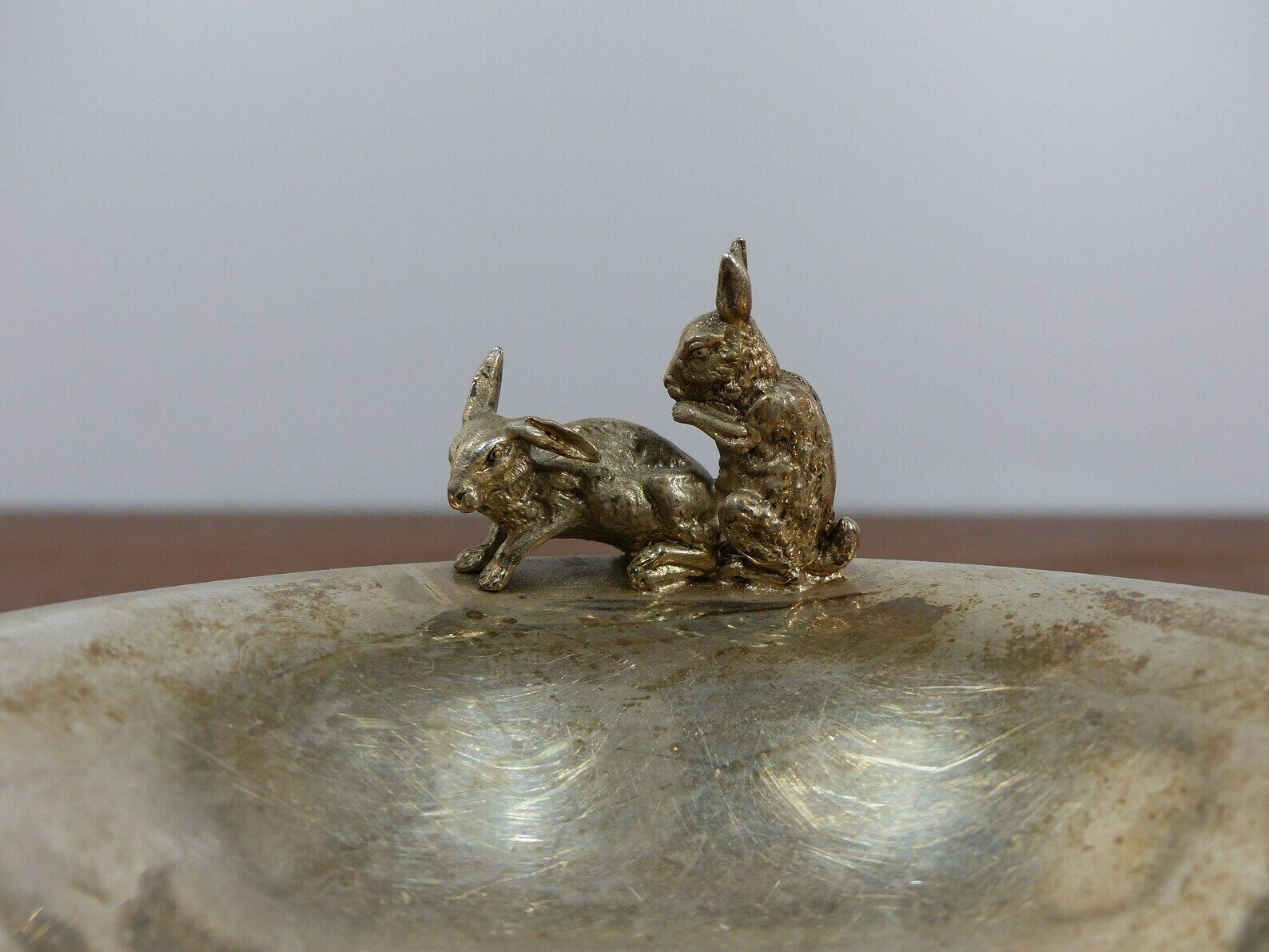 Silver Metal Cup Couple Of Rabbits photo furniture