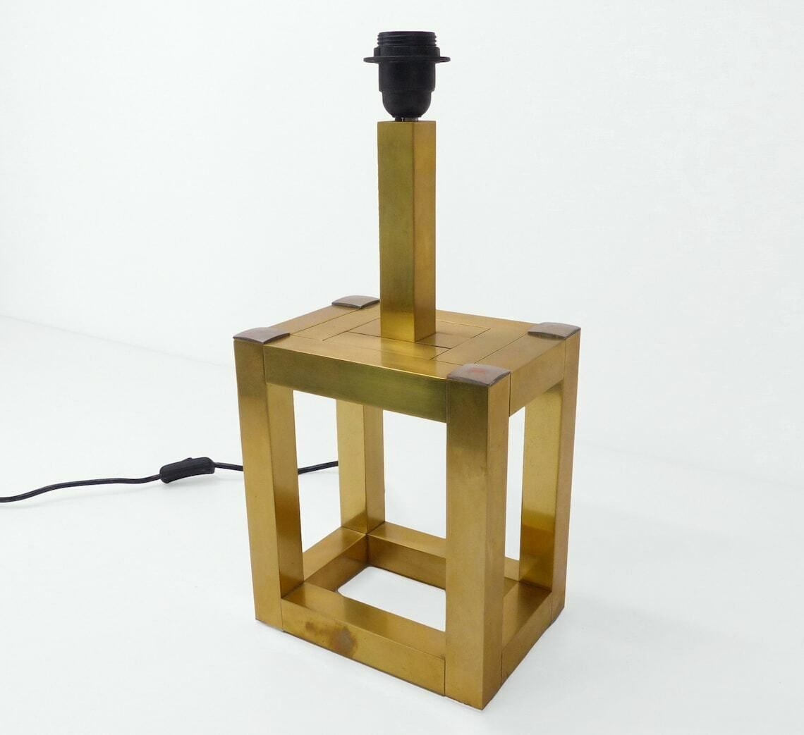 Vintage Brass Cubic Lamp In The Style Of Willy Rizzo 1980 photo 715.0