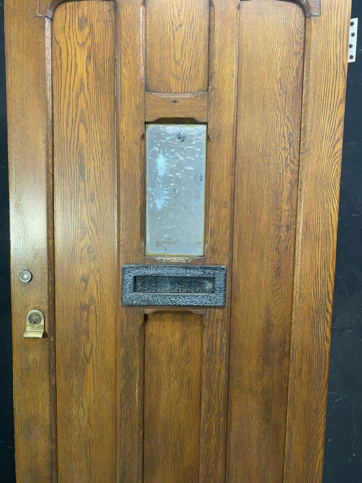 Solid Oak Front Door Arts Crafts Old Period Antique Glass Reclaimed Wood Iron photo for sale