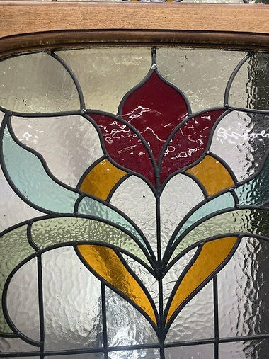 Large Edwardian Solid Oak Front Door Stained Glass Period Reclaimed Old Antique photo vinterior