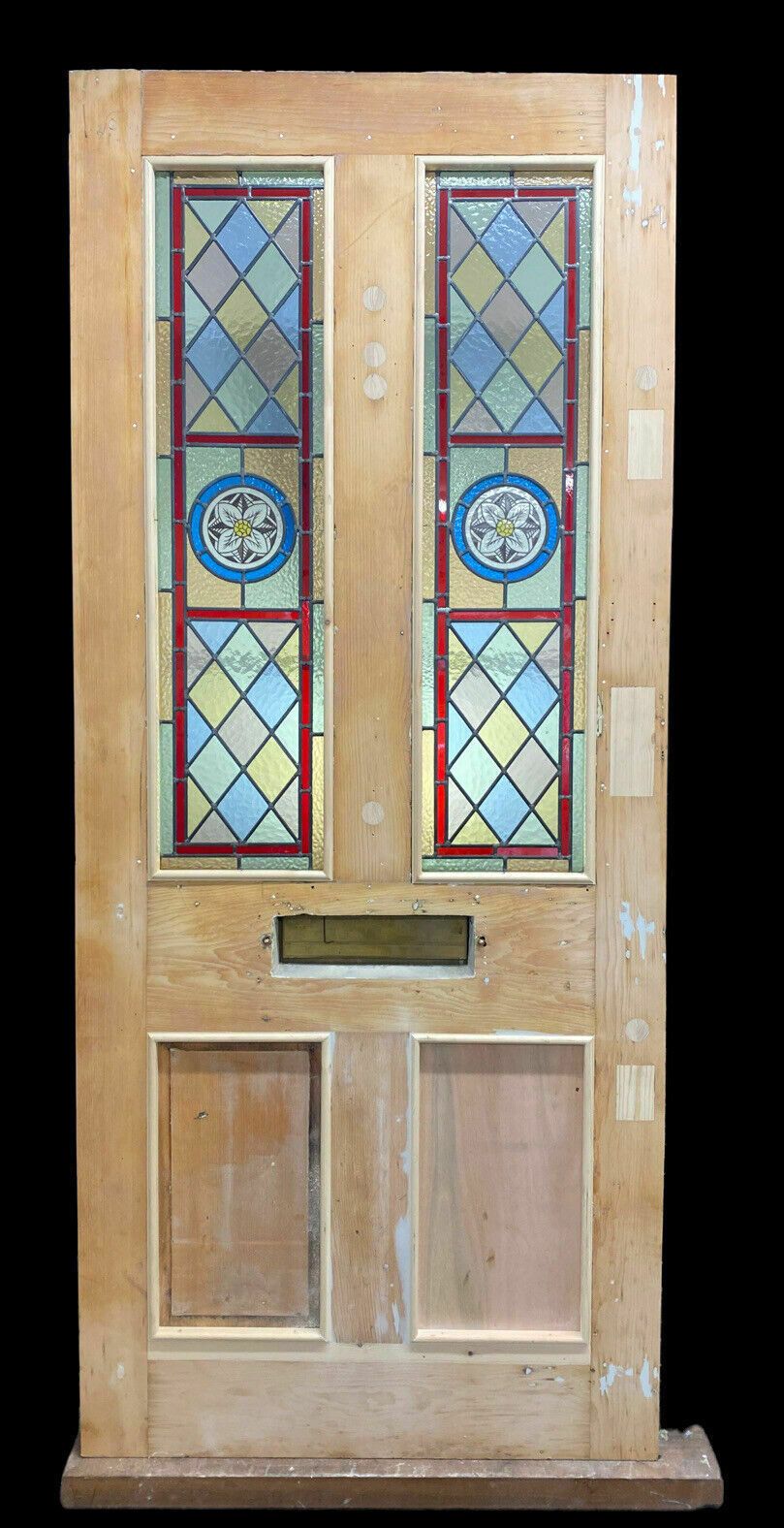 Large Victorian Stained Glass Front Door Old Reclaimed Antique Glass Period Lead photo buy