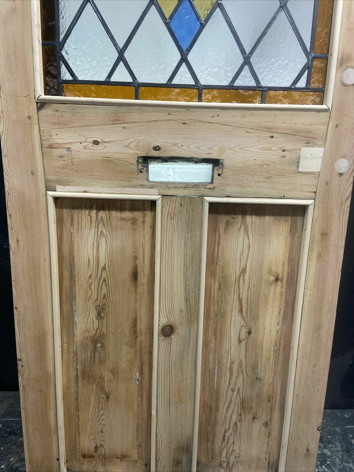 photo for sale Art Deco Stained Glass Front Door Period Old Reclaimed Antique Pine Wood Leaded