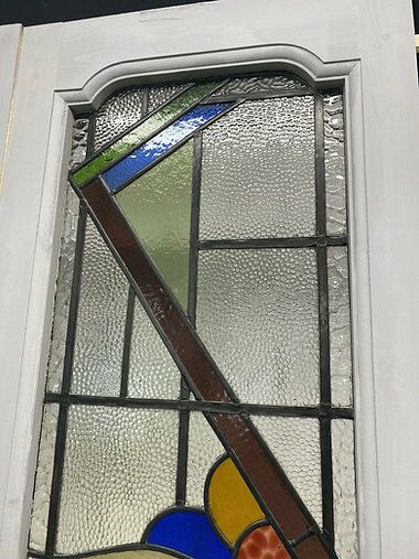 Art Deco Stained Glass French Doors Antique Period Reclaimed Old 20s 30s Leaded photo 2891.0
