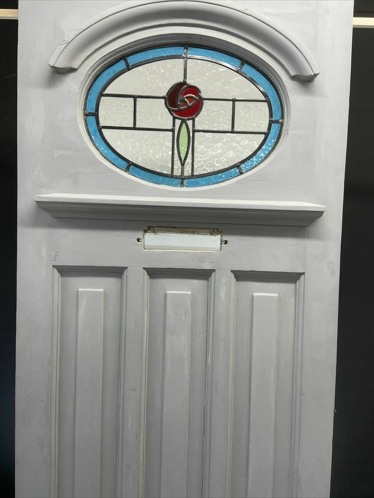 Art Deco Stained Glass Front Door Period Old Reclaimed Antique Pine Wood Leaded photo for sale