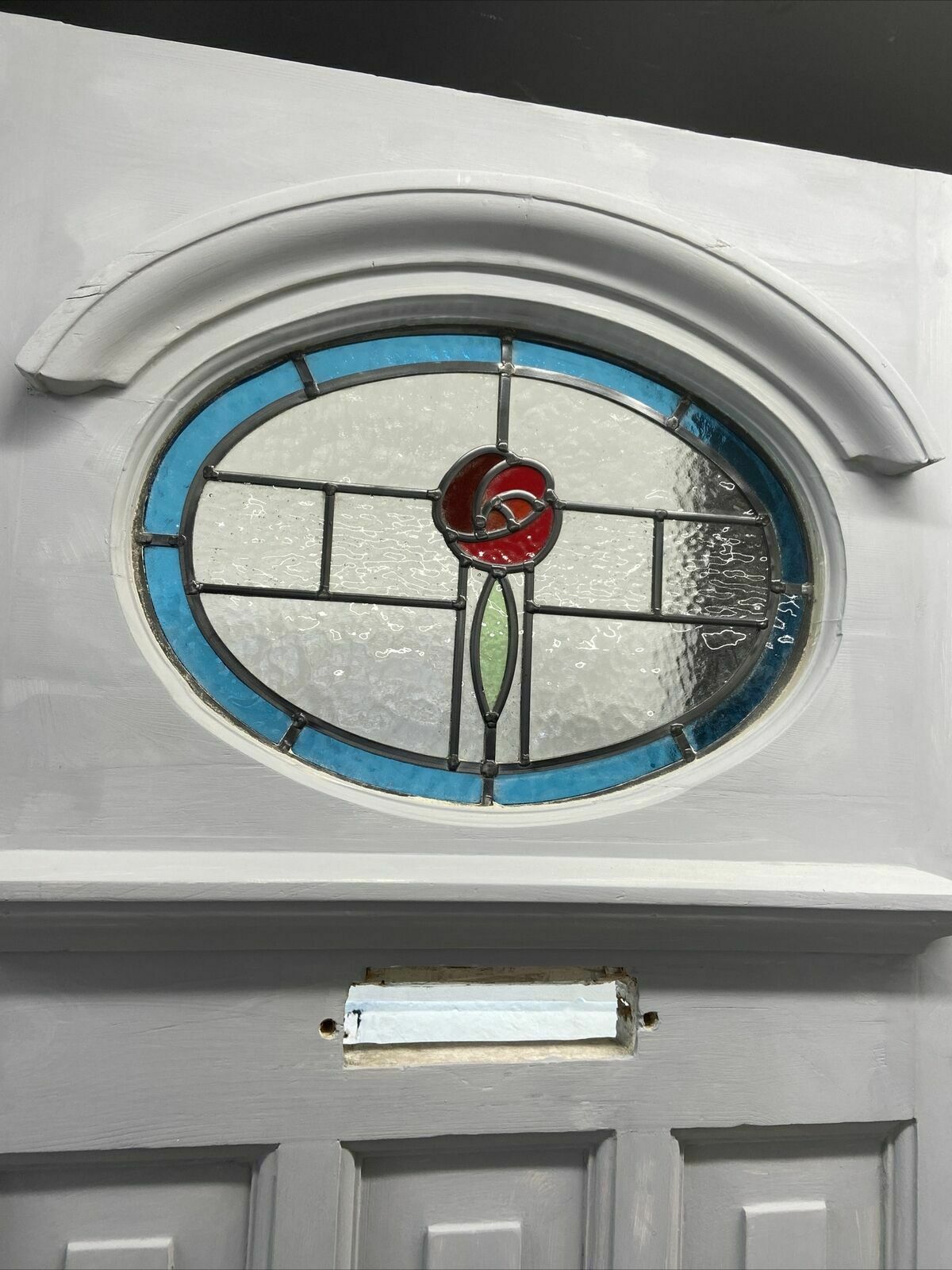Art Deco Stained Glass Front Door Period Old Reclaimed Antique Pine Wood Leaded photo vinterior