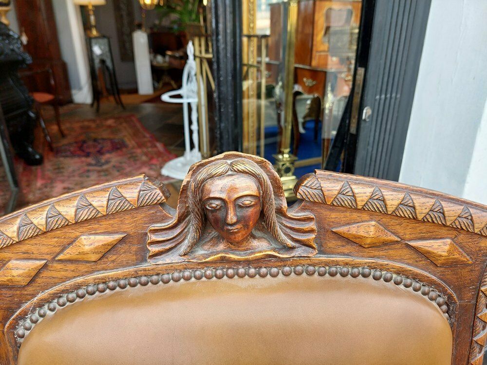 Late 19thc Scottish Oak Baronial Armchair photo Furniture