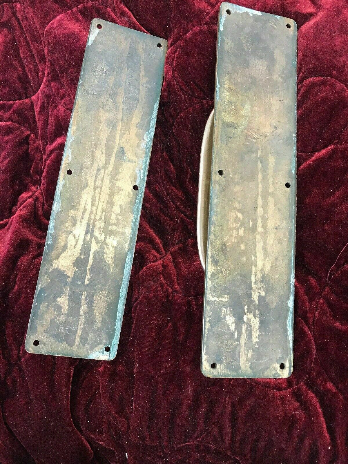 photo for sale Large Bronze Door Handles Pull Push Period Antique Old Metal Art Reclaimed 1900s