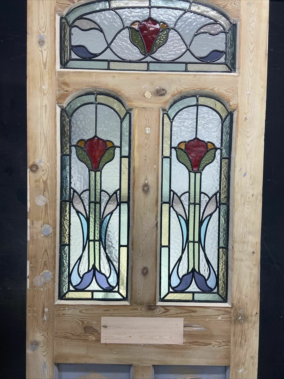 photo furniture Edwardian Front Door Period Stained Glass Old Reclaimed Antique Lead Wood Pine