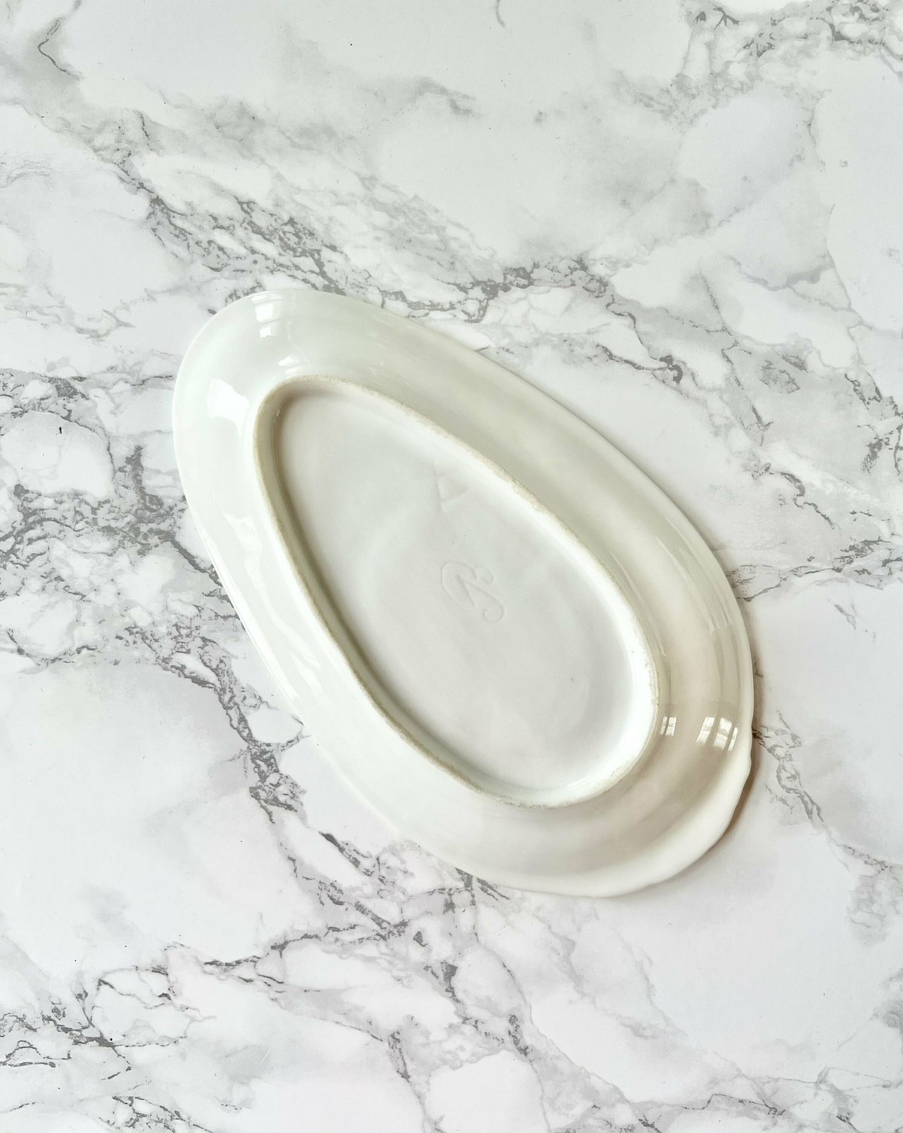 Antique Large Sauce Boat And Its White Ironstone Tray With Raised Molded Decoration photo vinterior