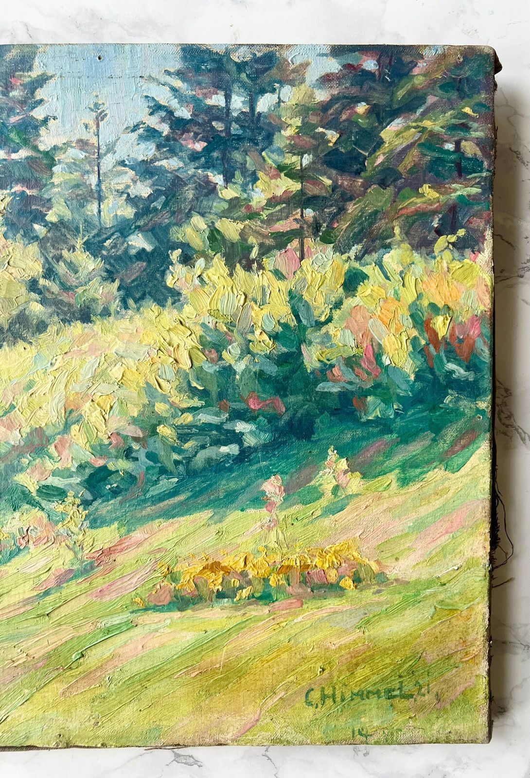 Antique Original French Impressionist Oil On Canvas Showing A Landscape Of Forests And Clearings   Signed C. Himmel And Dated 21 Lower Right photo 350.0