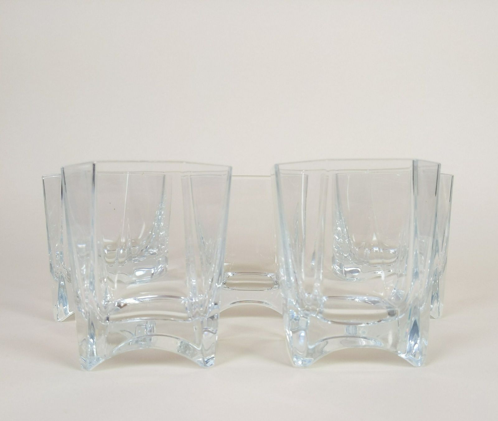 photo for sale 5 French Vintage Crystal Whisky Glasses By Louvois Cristallerie Royale De Champagne For Home Bar Barware