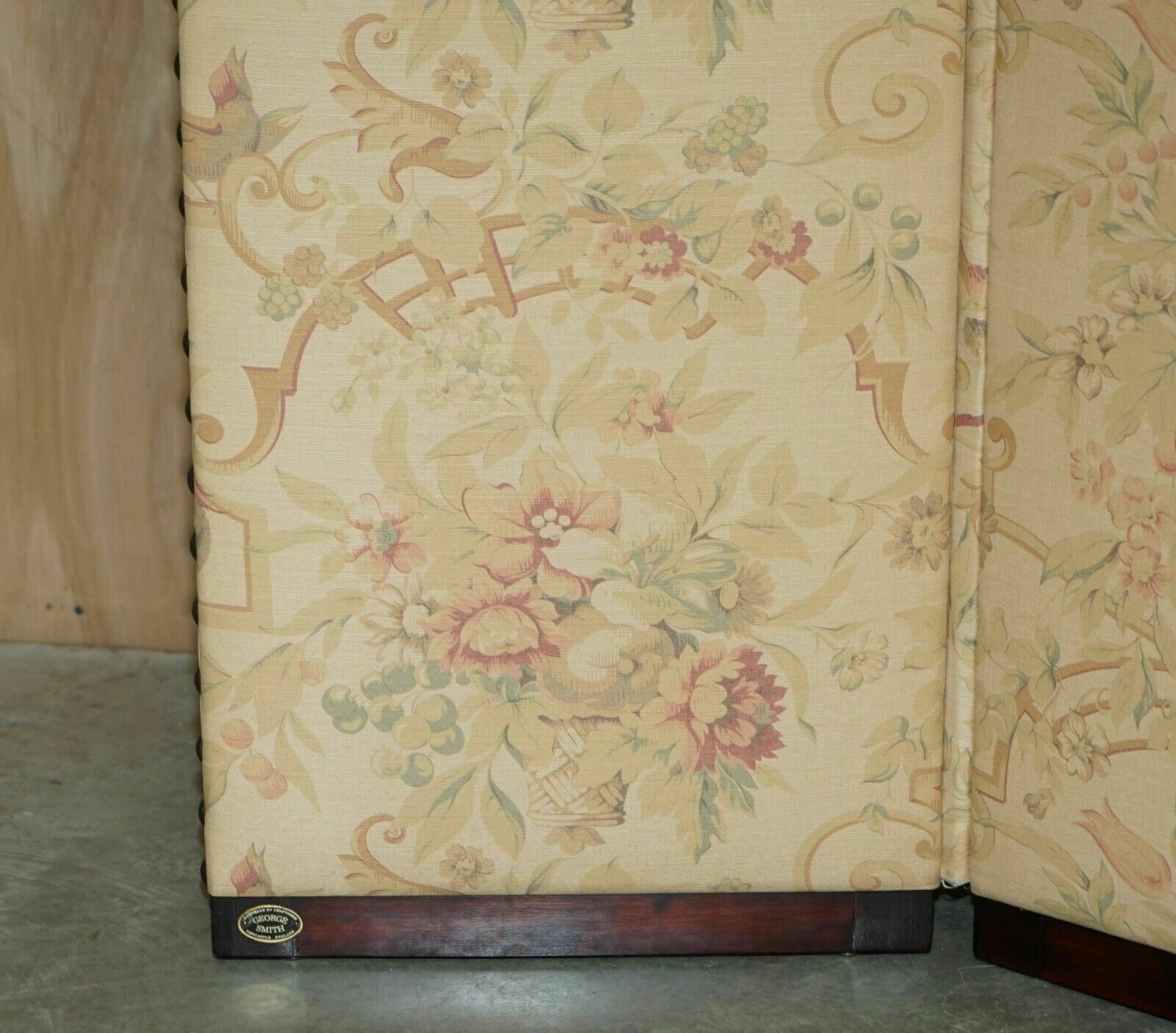 Fine George Smith Chelsea Mahogany & Floral Upholstered Room Divider photo buy