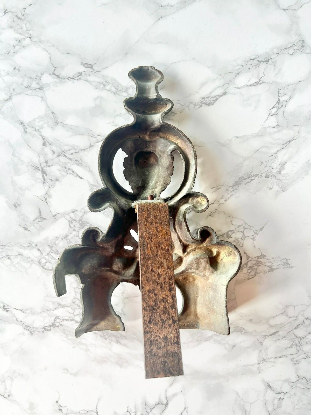 Pair Of Antique French Fire Dogs In Solid Bronze Formerly Gilded   Baroque Motifs Of Burning Hearts photo 331.0