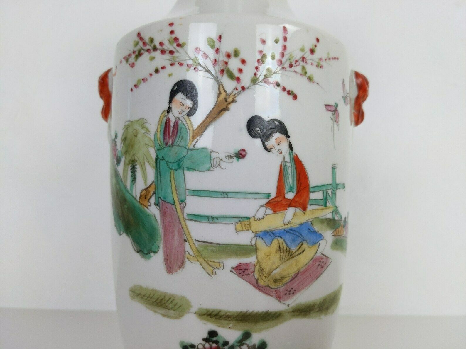 20th Century Proc Peoples Republic Of China 1960s 1970s Signed Chinese Porcelain Ladies In Garden Scene Vase photo for sale