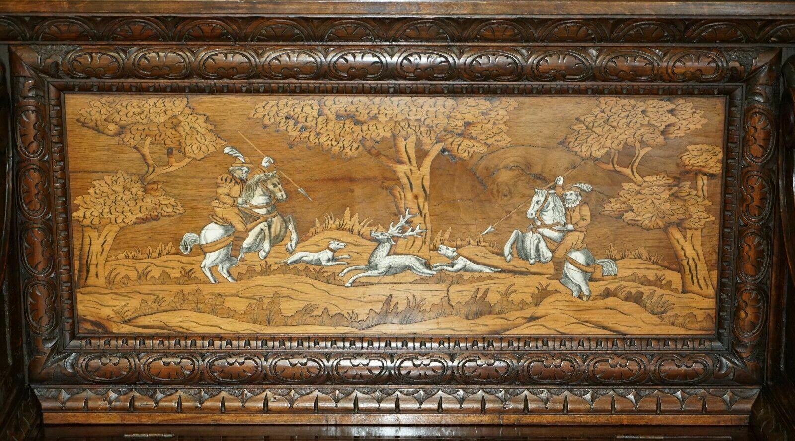 Antique Lion Griffon Carved Italian 1860 Monks Settle Bench Internal Storage photo vinterior