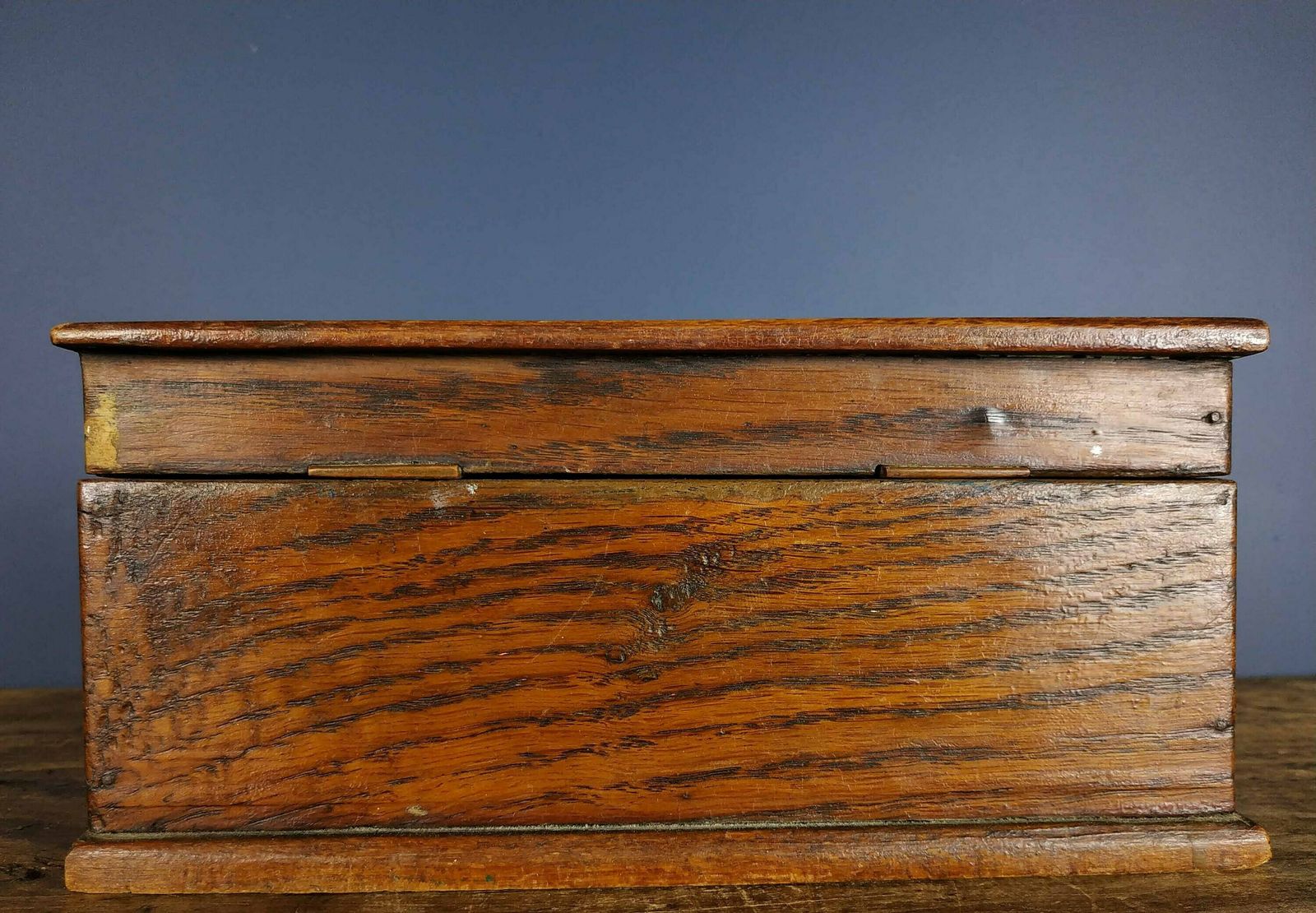 Antique French Hand Carved Folk Art Mahogany Wood Tobacco Leaf Box, Antique Wooden Container, Antique Cigar Box, Antique Cigarette Box photo vintage