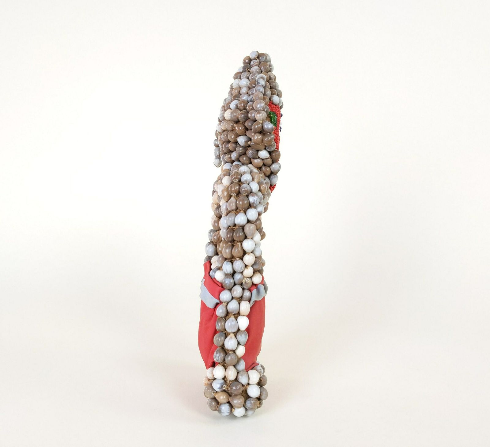 Primitive African Tribal Art Doll With Red Bead Face And Seed Grain Covered Burlap Body photo 95.0