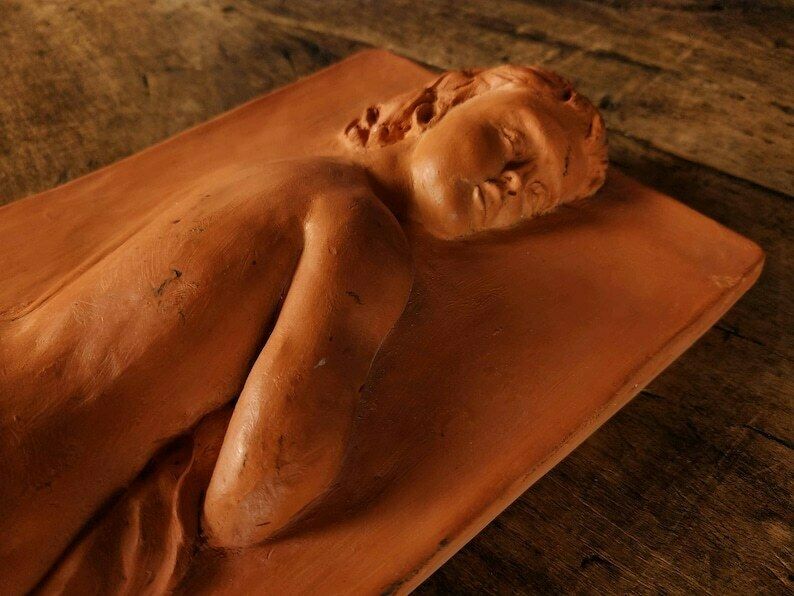 photo for sale French Ceramic Nude Woman Plaque, Vintage Erotic Plaque, Vintage Earthenware Art, French Folk Art, Vintage Studio Pottery, Vernacular Art