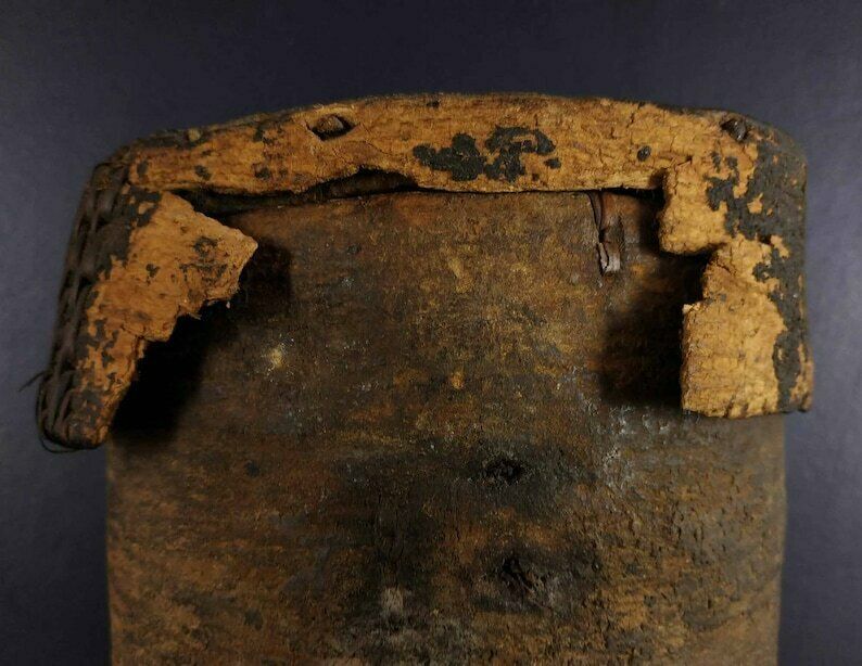 19th Century Gabon Africa Wood Tree Bark Container Box, Antique Primitive Bentwood African Wooden Treen Box photo buy