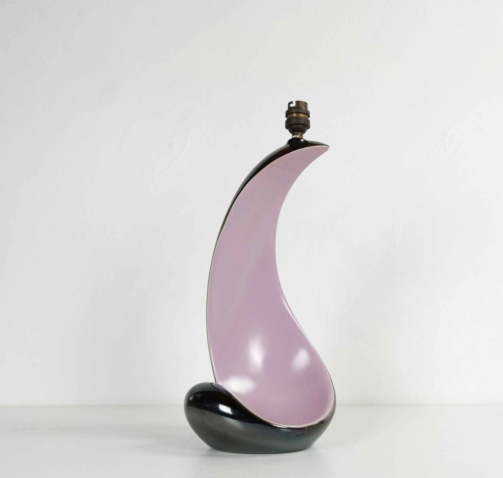 Pol Chambost (Attributed To) Mid Century French Sculptural Ceramic Table Lamp, Large 1950s Lamp, Original Mcm Lighting