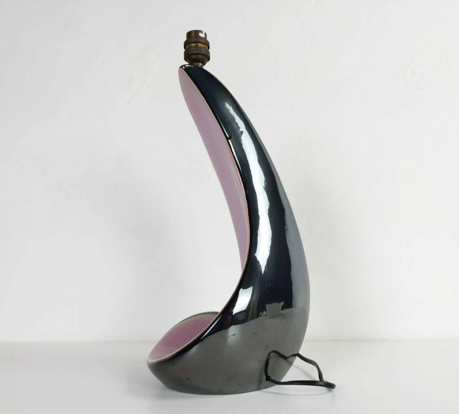 Pol Chambost (Attributed To) Mid Century French Sculptural Ceramic Table Lamp, Large 1950s Lamp, Original Mcm Lighting photo vinterior