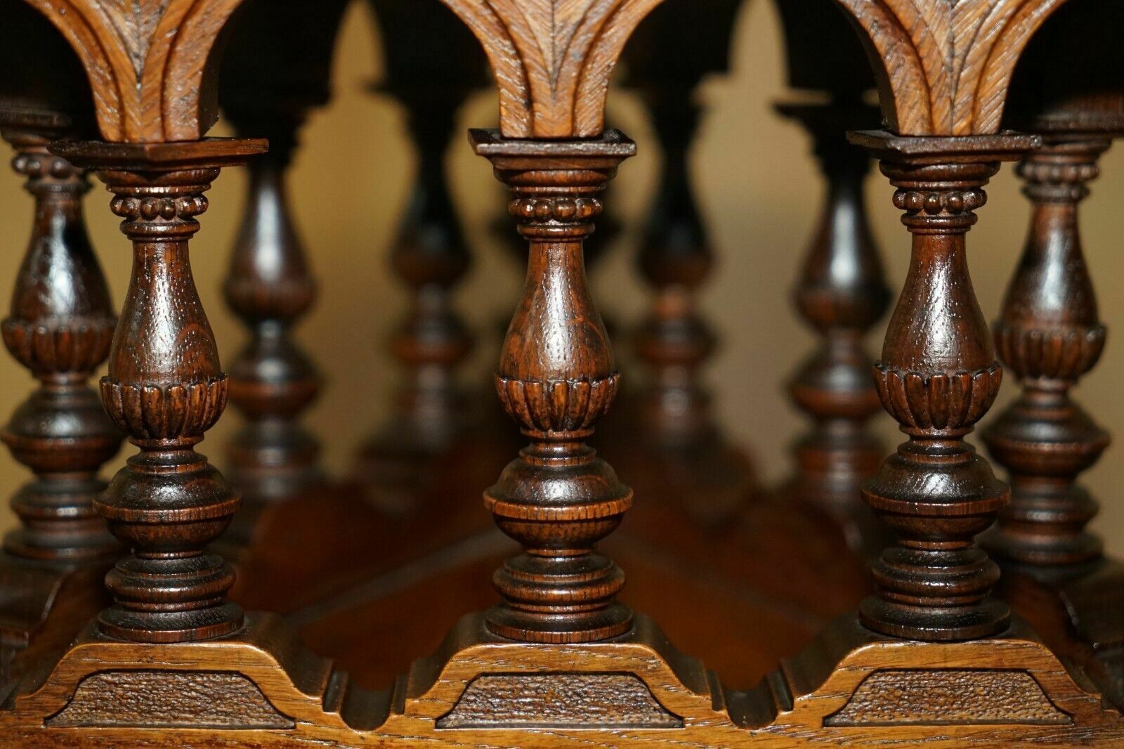 Antique Victorian Aesthetic Movement Carved Oak Elm And Marble Occasional Table photo vinterior