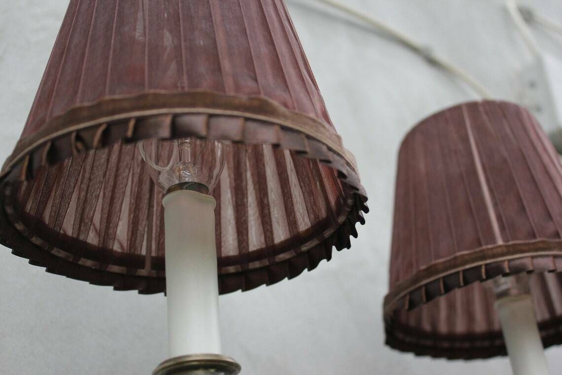 Rare Two Bronze Wall Sconces Edwardian Lighting Wall Lamps For Living Room, Hotel Lobby photo for sale
