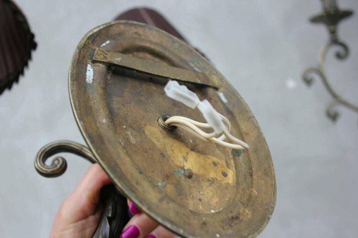 photo furniture Rare Two Bronze Wall Sconces Edwardian Lighting Wall Lamps For Living Room, Hotel Lobby